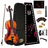 RHYTHM 4/4 Full Size Violin for Beginners & Students, Acoustic Violin with Spruce Top & Maple Back, Complete Outfit with Hard Case, Bow, Shoulder Rest, Rosin & Extra Strings (NATURAL, Full)