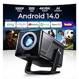 [2000 ANSI Daylight Visible] Native 1080P Smart Video Projector 4K 8K Input, Android 14 Projecteur Portatif with HiFi Sound, Auto Focus & Keystone, WiFi Bluetooth Home Theater for iPhone/Netflix X7