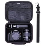 Camera Case Compatible with Canon EOS Rebel T7/R50/R6 Mark II/R100/R50 V/T6/R8/R10/R5 Mark II/RP/R7/5D Mark IV/SL3/R5/T100 DSLR SLR Camera, Len and Tripod with 4 Dividers and Shoulder Strap, Black