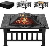 Devoko Outdoor Fire Pit, 32 Inch Firepit Table Metal Outdoor Fireplaces