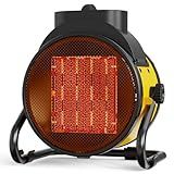 Buyplus Electric Space Heater - Outdoor Heater with Super Long Cord, Overheat Protection, Heaters Heat Up in 2 Seconds, 3 Modes, Small Fan Heater Tent Ceramic Space Heater for Patio, Amber