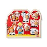 Melissa & Doug Large Farm Jumbo Knob Puzzle 8PC, 1 EA