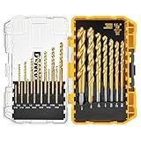 DEWALT Drill Bit Set, 21 Pc. Titanium Nitride Coated Pilot Point DEWALT Bit Set with Case for Wood, Metal and Plastic (DW1361)