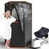 AgiiMan Portable Sauna for Home, Sauna Box with 3L Steamer, Remote Control, Folding Chair and Mat, Full Size Personal Steam Sauna Tent for Home Spa Relaxation, 15 Levels