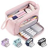 HVOMO Pencil Case Large Capacity Pencil Pouch Handheld Pen Bag Cosmetic Gift for Office School Teen Girl Boy Men Women Adult (Pink)