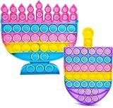 The Dreidel Company Menorah & Dreidel Set Poppit, Pop Fidget Toy Dreidel Menorah Popper Set (Singet Set)