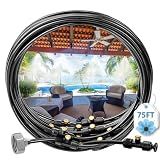 MIXC Misters for Outside Patio, 75FT (23M) Misting Line+23 Mist Nozzles+3/4" Brass Adapter, Outdoor Misting Cooling System for Patio Backyard Garden Greenhouse Horse Corral