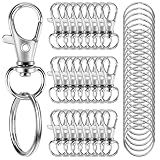 50PCS Metal Lobster Claw Clasp with Key Rings, 25PCS Keychains Clips Hooks and 25PCS Key Chain Rings, Keychain Accessories, Keychain Ring Making kit for Crafts, Silver