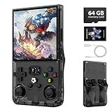 R36MAX Retro Gaming Console,4.0 Inch Handheld Game Console with 64GB Classic Video Games,30+ Simulators,4000mAh Rechargeable Battery,Hand Held Game Console for Christmas (Transparent Black)