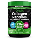 Orgain Hydrolyzed Collagen Peptides Powder For Women & Men, 20g Grass Fed Collagen, Unflavored - Hair, Skin, Nail, & Joint Support Supplement, Paleo & Keto, Non-GMO, Type I and III, 1lb