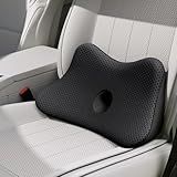 Benazcap Lumbar Support Pillow for Car, Lower Back Support Pillow for Sciatica & Back Pain Relief, 2 in 1 Memory Foam Seat Cushion for Office Chair, Car Seat - Black
