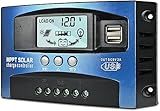 100A MPPT Solar Charge Controller, 12V/ 24V Solar Panel Battery Intelligent Regulator with Dual USB Port, LCD Display and Timer Setting ON/Off Hours
