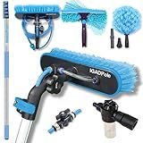 26ft IGADPole Washing Kit: Water-fed Brush, Cobweb Duster and 10” Squeegee and Soap Dispenser, with 5-Stage Telescoping Pole 5-20ft Pole