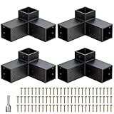 Pergola Brackets, Heavy Duty 3-Way Pergola Kit for 4"x 4" (Actual 3.5" X 3.5") Lumber, 3-Way Right Angle Corner Bracket with Black Powder Coated, Gazebo Hardware for Patio Backyard Outdoor