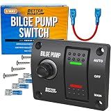 Bilge Pump Switch, 3-Way Panel with 12V LED Lights, Rocker Switch