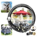 LANDGARDEN Outdoor Misting Cooling System,49FT Misting Line,15 Brass Mist Nozzles for Patio Garden Greenhouse