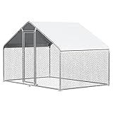 CHIKENCOOP Chicken Coop 9.8x6.5x6.5ft Large Metal Chicken Run for 6/10 Chickens Poultry Cage with Waterproof Cover for Duck Walk-in Chicken Pen for Yard
