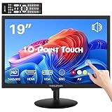 Thinlerain Touchscreen Monitor 19 Inch, 10-Point Multi Touch Screen Monitor 1440×900 HD Display with HDMI VGA AV BNC USB Ports, VESA, Build-in Speakers for POS, Office, and Industrial Use