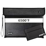 Upgraded 6500° Fireproof Document Bag for Cash,13.9"×10.7"& 8"×5"Small Fire Proof Money Bag for Cash with Reflective Strips,Portable Fire Safe Bag for Passports,Cash,Power Bank,Valuables