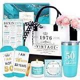 50th Birthday Gifts for Her 50 Year Old Gifts for Women Turning 50 and Fabulous Gift Ideas for Woman Cool 1976 Birthday Gift for Woman Happy 50th Bday Decorations Basket for Mom Daughter with Tumbler
