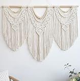 Achart Macrame Wall Hanging Large- Boho Wall Decor- large wall art- Wall Decor Living Room- Macrame Tapestry Boho Decor for Bedroom (Wooden Bead)