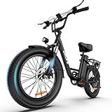URLIFE 20"*3.0 Fat Tire Electric Bike for Adults,48V, 80-Mile, 7-Speed & Suspension, Adjustable Seat for Adults and Teens, UL 2849 (Black)