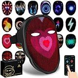 MEGOO Led Mask with Bluetooth Programmable App,Shining Led Light Up Face Mask for Adult Kid Halloween Masquerade Party (USB Recharge)