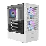 GAMDIAS White RGB Gaming ATX Mid Tower Computer PC Case with Side Tempered Glass and Excellent Airflow Design & 3 Built-in 120mm ARGB Fans