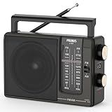 PRUNUS J03 AM FM Radio Portable Plug in Wall or AA Battery Operated for Home/Outdoor, Large Speaker Excellent Sound and Reception, Large Tuning Knobs, Gifts for Seniors, No,Internet Radio/Shower Radio