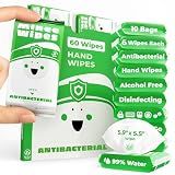Impossibly Compact Travel Antibacterial Wipes Hand Sanitizer - 99% Water and Aloe - Safe for Sensitive Skin, Hand Wipes - Travel Essentials For Adults & Kids, 10 Pack Total 60 Wipes