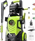 2026Upgraded Pressure Washer 5000PSI with Adjustable Touch Screen 8 Level, 34" Tall, 4 Quick Connect Nozzles,Inlet Hose&Filter&500mlFoam Cannon for Cars/Fences/Driveways/Home Cleaning,Yellow