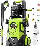 2026New Pressure Power Washer 5000PSI with Adjustable Touch Screen 8 Level, 34" Tall, 4 Quick Connect Nozzles,Inlet Hose&Filter&500mlFoam Cannon for Cars/Fences/Driveways/Home Cleaning(Yellow)