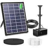 Biling 5.5W Solar Fountain for Bird Bath, DIY Solar Water Pump with 3000mAh Battery Backup Work All Day, 5ft Tubing 5 Nozzles for BirdBath, Small Pond, Fish Tank and Hydroponics