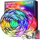 KSIPZE 200ft (2 Rolls of 100 ft) Led Strip Lights RGB Music Sync Color Changing Bluetooth Led Lights with Smart App Control Remote Led Lights for Bedroom Room Lighting Flexible Home Décor