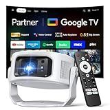Philoent【Google TV Included】Smart Mini Projector, Ultra Short Throw for Big Screen in Small Room, Auto Keystone Portable Proyector with WiFi Bluetooth, Support 4K Movie – Home Theater Bedroom Outdoor