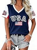 FAYALEQ Soccer Shirt 2026 Women USA Shirts Soccer Graphic Jerseys Dark Blue