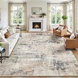 8x10 Area Rug for Living Room, Abstract Washable Non-Slip Large Rugs, Gold