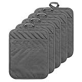 GROBRO7 5Pack Pocket Pot Holders Cotton Heat Resistant Potholder Multipurpose Hot Pads Machine Washable Oven Mitts Cooking Pads Bulk for Daily Kitchen Baking and Cooking 8.9 x 6.9 Inch Grey