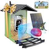 OPOWO Bird Feeder with Camera, 2K HD AI Identify Smart Bird House Camera with Solar Powered, Live View, Instant Arrival Alerts, Auto Capture Video for Outside, Supports 2.4GHz Wi-Fi Only, Green&Black