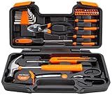 CARTMAN 39 Piece Tool Set General Household Hand Kit with Plastic Toolbox Storage Case Orange