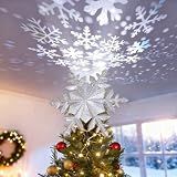 DG-Direct Christmas Tree Topper with Rotating Snowflake Projector, Silver