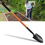 Small Round Point Digging Shovels, Garden Spade Shovel Beach Shovels with 43.3in Handle,Heavy Duty Portable Metal Shovel for Gardening Camping Trenching Digging Landscaping,Off-Road Use, Orange