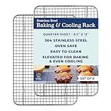 Ultra Cuisine Oven-Safe, Dishwasher-Safe 100% Stainless Steel Cooling & Baking Rack Set - Tight-Wire Bake for Oven Cooking - Heavy Duty - 8.5x12 - Set of 2 - Small Quarter Sheet Pan Cooling Racks