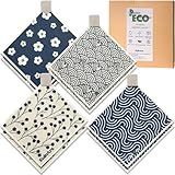 Eulnars Swedish Dishcloths for Kitchen, 8 Pack Japanese Pattern Reusable Paper Towels with Clips, Non-Scratch Swedish Dish Towels, Super Absorbent Cellulose Dish Cloths, No Odor