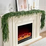 CLEANGOR 2Pcs 6FT Norfolk Pine Garlands Realistic, Real Touch Winter Xmas Garland, Christmas Decorations Indoor Outdoor, Artificial Holiday Decor Faux Greenery for Mantle, Fireplace, Table
