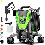 QIOMALA 4800PSI PowerWasher with 4 Quick Connect Nozzles, Foam Cannon for Car, Lane, Patio Cleaning