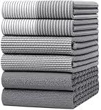 Premium Kitchen Towels 6 Pack 100% Cotton, 20"x28" Dish Towels - Grey
