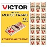 Victor Mouse Traps M150-12, Metal Pedal, Sustainably Sourced FSC Wood, Wooden Mouse Traps - Pack of 12