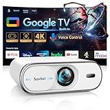 Projector Compatible with Google TV|1800 ANSI|Auto Lens Cap&4D Keystone|Auto Focus|Voice Control Portable Outdoor Projector 4K with WiFi and Bluetooth, Sovboi Smart Proyector for Netflix Home Theater