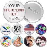 10-200 PCS Custom Pins Bulk, Personalized Buttons Pins with Photo/Text/Logo, Personalized Pinback Decorations Gift for Events,Memorial, Fundraisers& Branding, Pin Back 1.8"/2.3"
